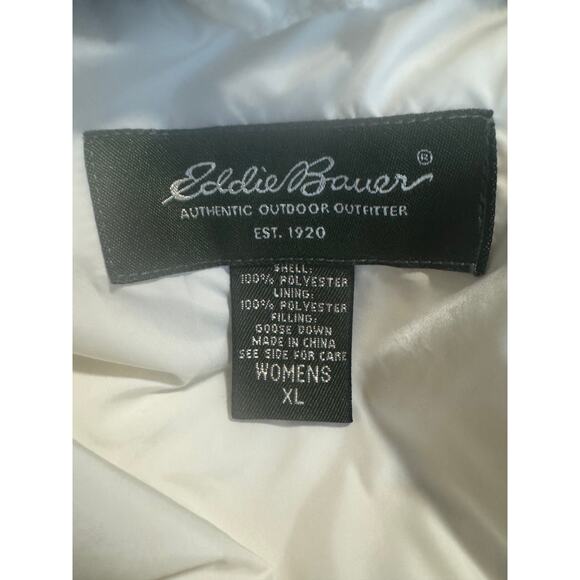 Eddie Bauer Women’s XL White Quilted Goose Down Vest - Picture 5 of 8